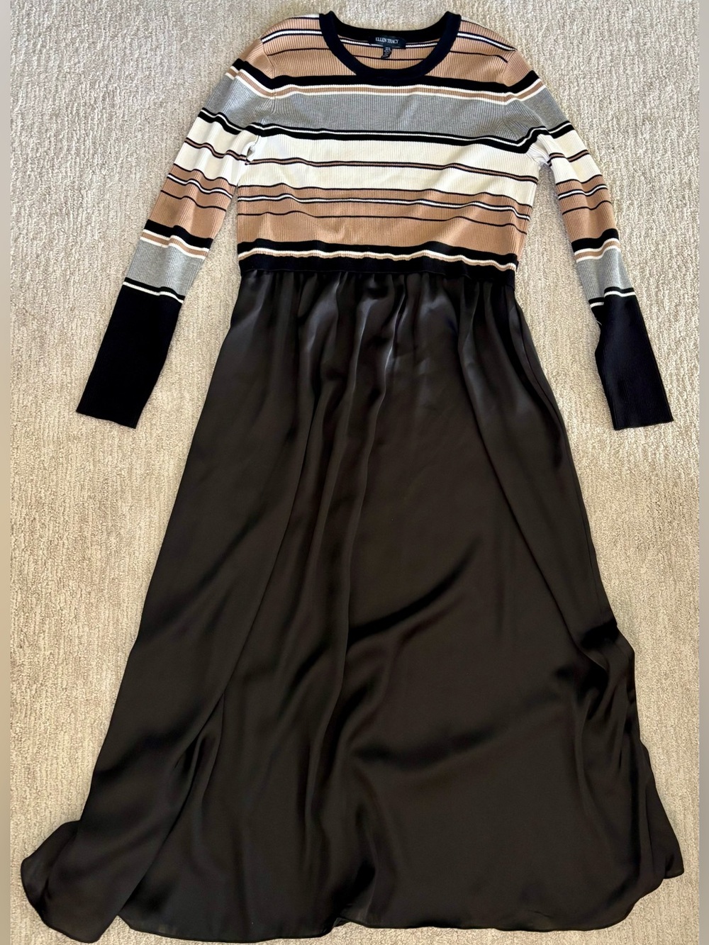 Striped Knit & Satin Maxi Dress